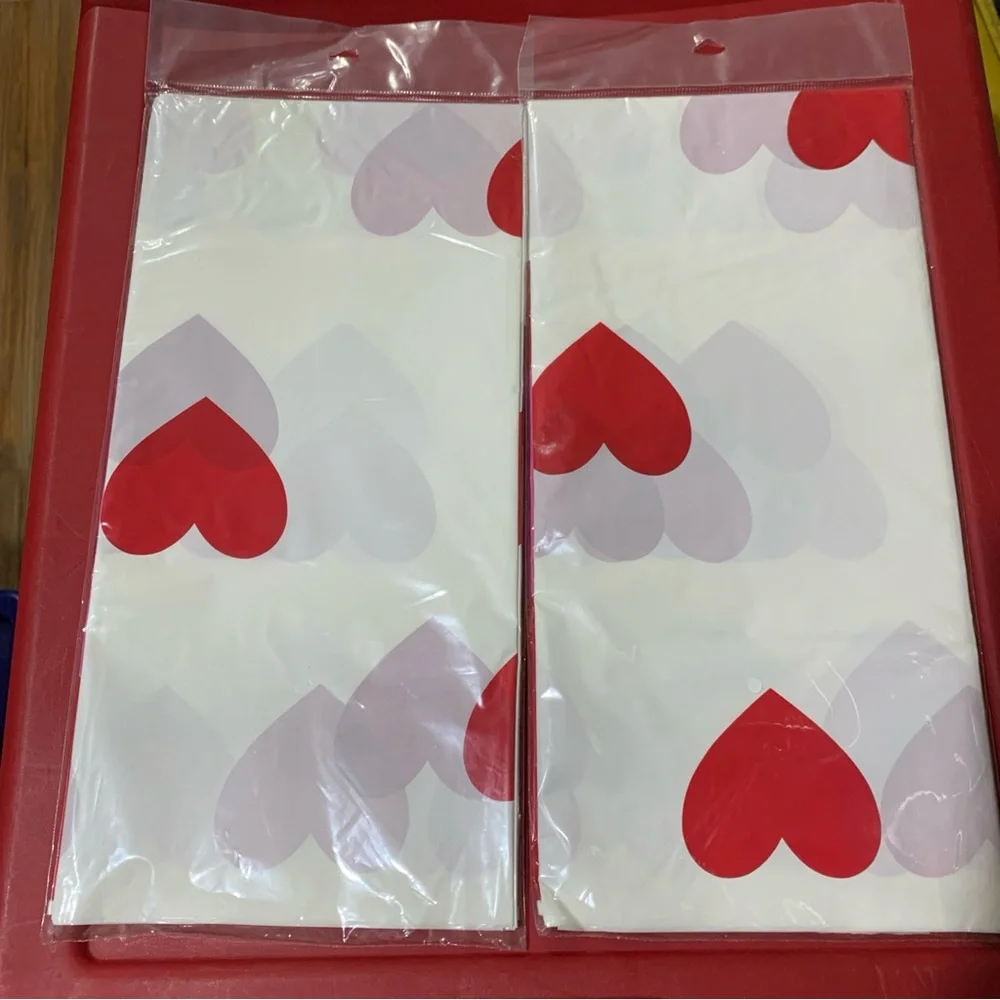 Valentines Theme Plastic Table Cover Heart Themed